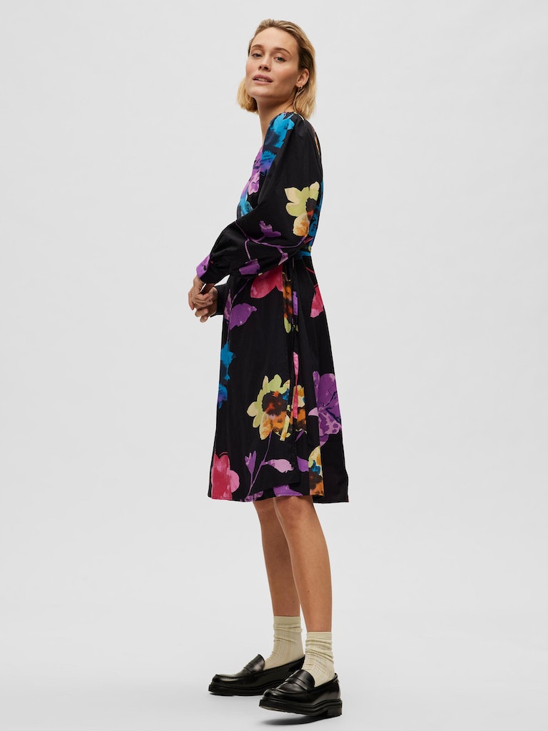 Rosemary Midi Dress - Black Flower