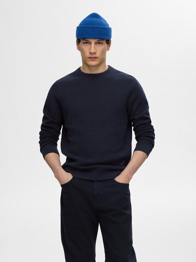 Ross Round Neck Jumper - Dark Sapphire