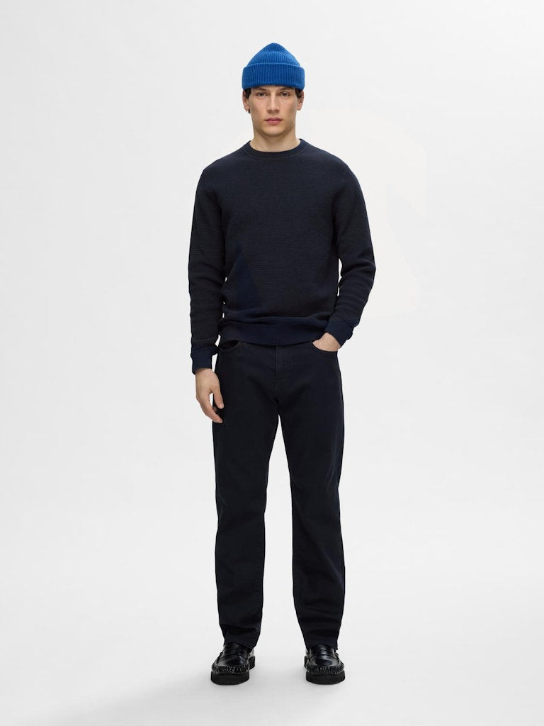 Ross Round Neck Jumper - Dark Sapphire