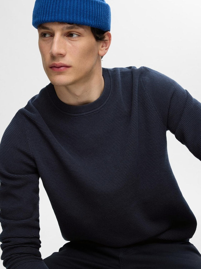 Ross Round Neck Jumper - Dark Sapphire