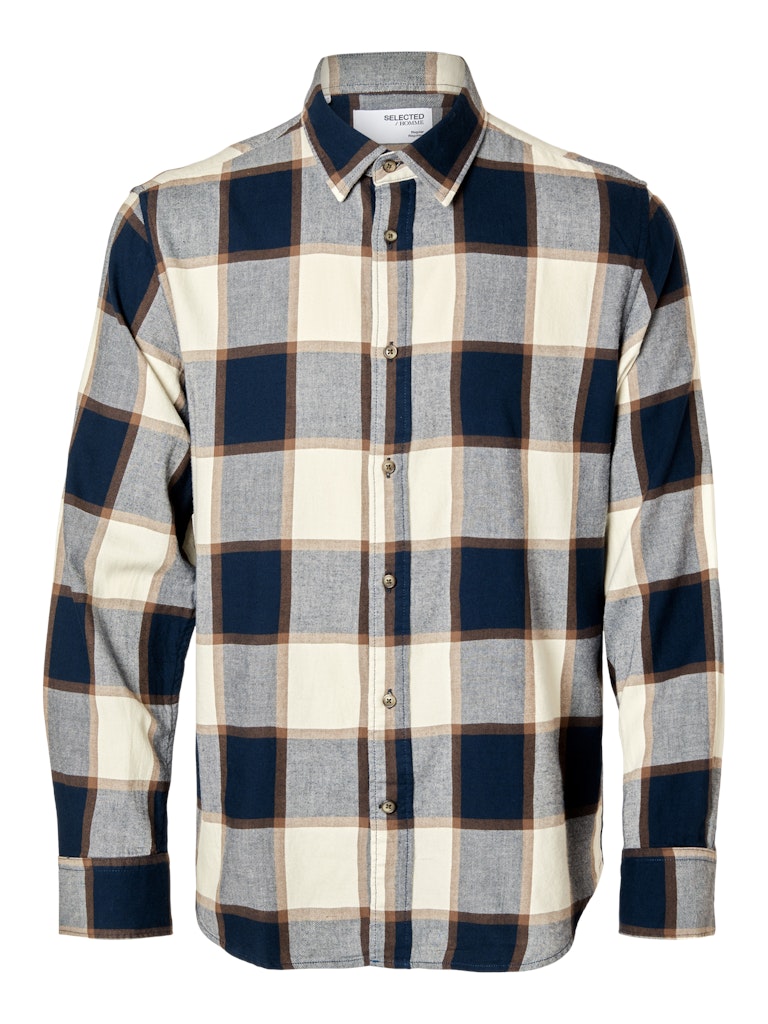 Owen Flannel Check Shirt - Sky Captain/brown