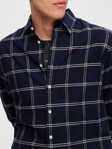 Owen Flannel Long Sleeve Shirt - Dark Sapphire Simple