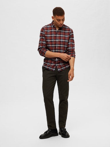 Owen Flannel Long Sleeve Shirt - Burnt Henna Squares