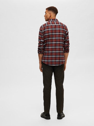 Owen Flannel Long Sleeve Shirt - Burnt Henna Squares