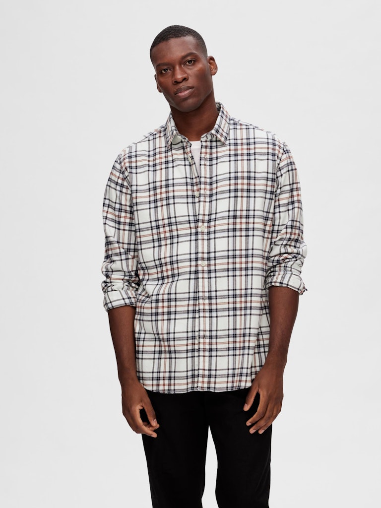 Flannel Long Sleeve Shirt - Egret Checks