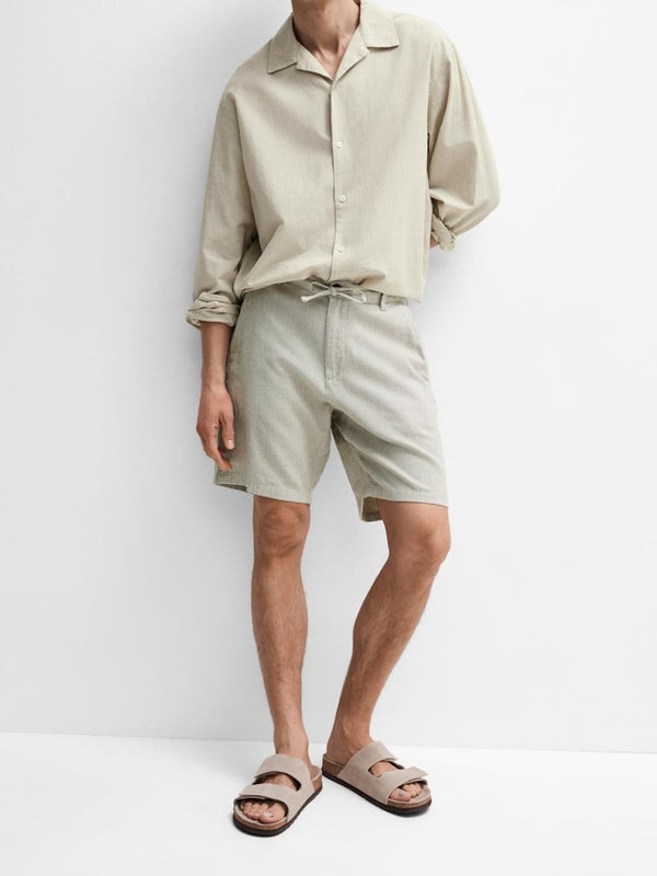 Brody Linen Shorts - Vetiver/oatmeal