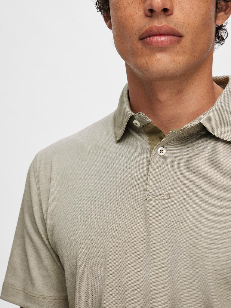 Leroy Polo Shirt - Vetiver Twist Egret