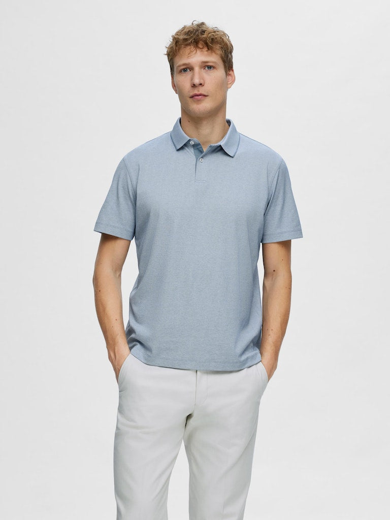 Leroy Polo Shirt - Blue Shadow Twist Egret