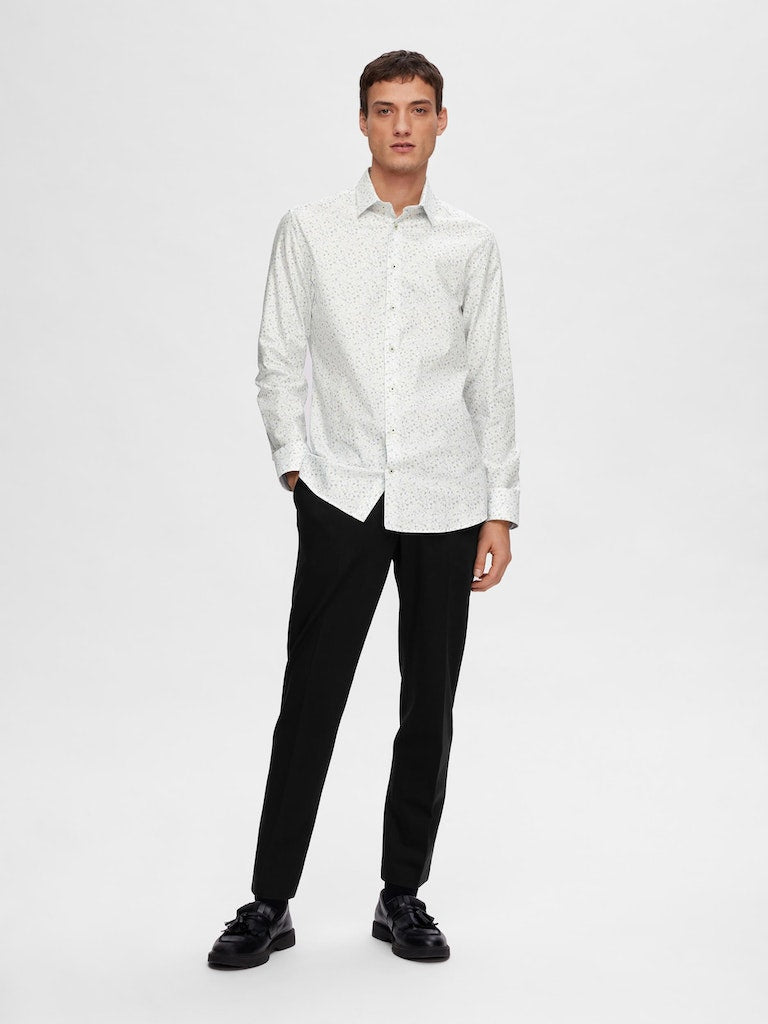 Slim Shirt - Bright White Flower