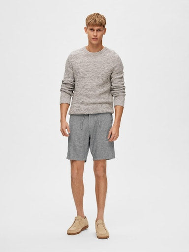 Brody Linen Shorts - Sky Captain/oatmeal