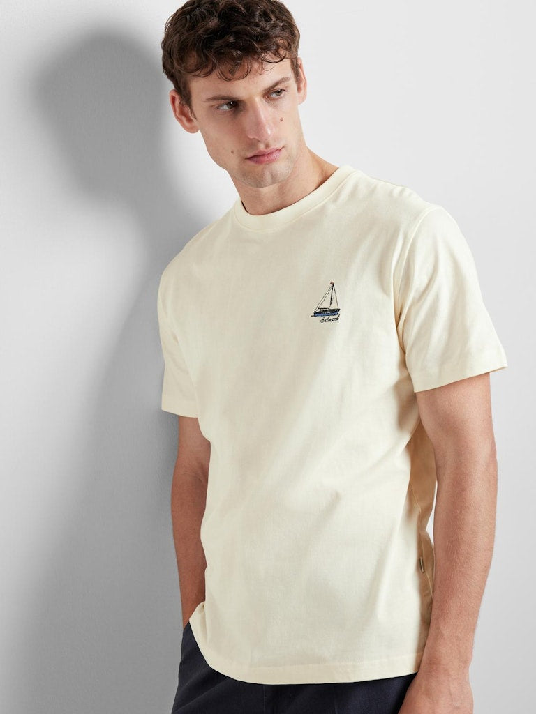 Garland Round Neck T-Shirt - Egret