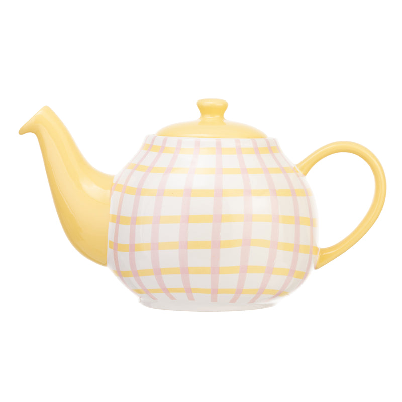 Gingham 6 Cup Teapot - Pink