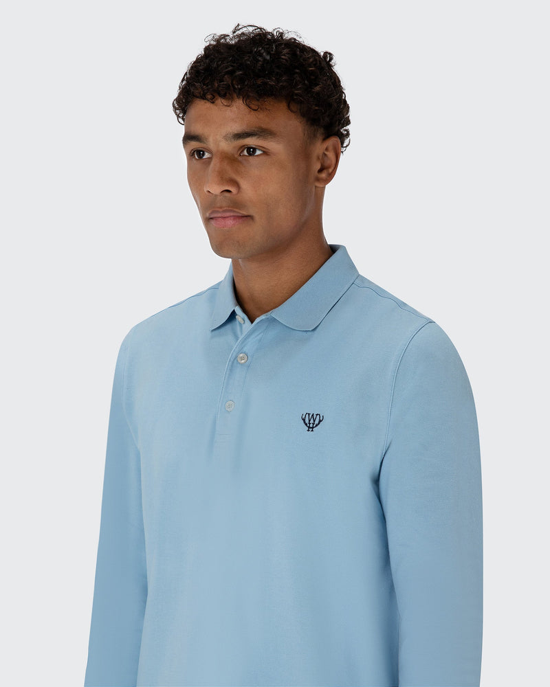 Long Sleeve Polo - Light Blue