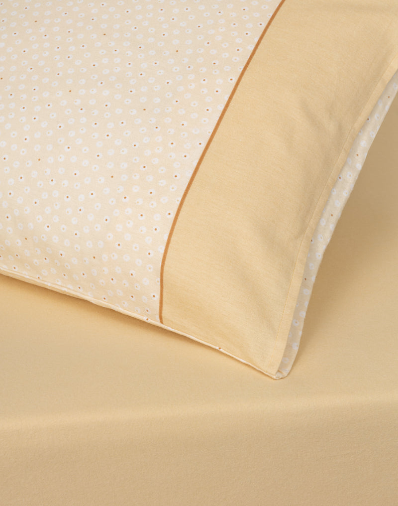 Brushed Cotton Floral Sheet Set - Beige