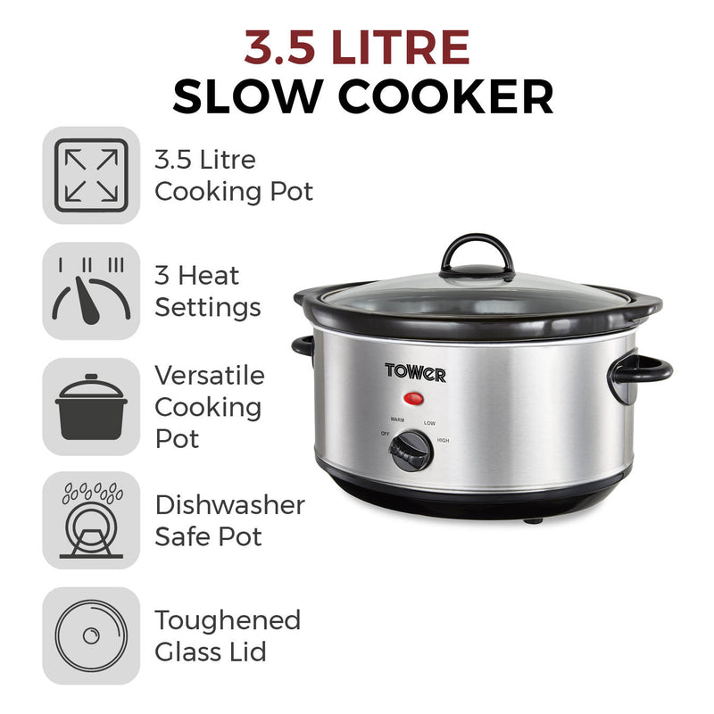 3.5L Stainless Steel Slow Cooker