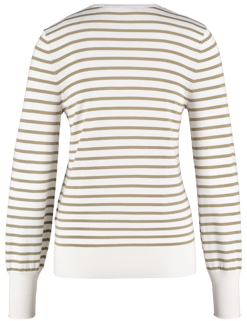 Diamonds & Jade V-Neck Stripe Jumper - New Sage Stripe