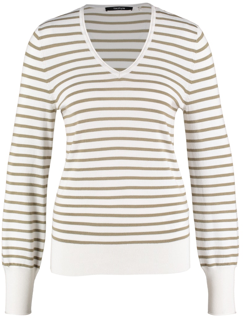 Diamonds & Jade V-Neck Stripe Jumper - New Sage Stripe