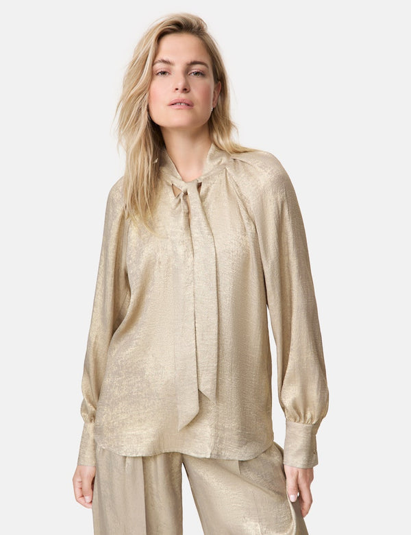 Sapphire & Gold Knot Detail Blouse - Gold Melange