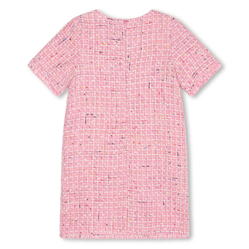 Short Sleeved Tweed Dress - Pink Blush