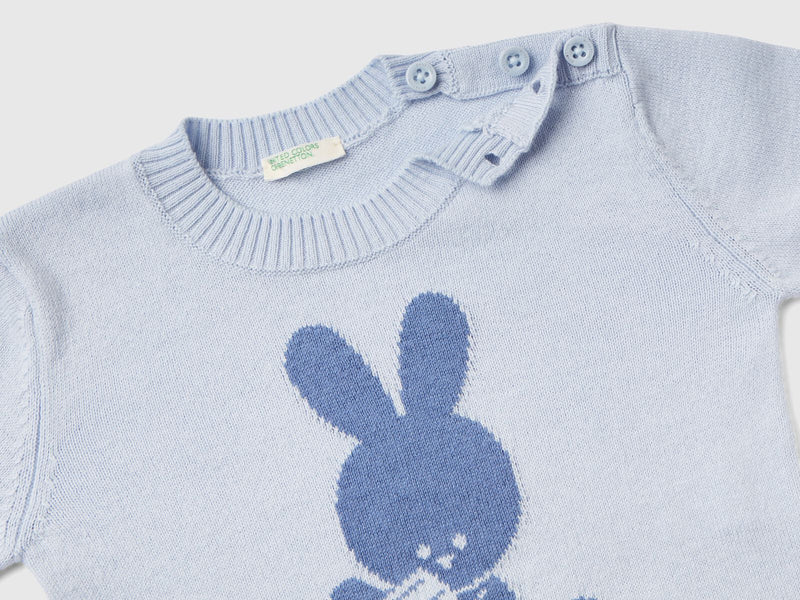 Bunny Round Neck Jumper - Light Blue