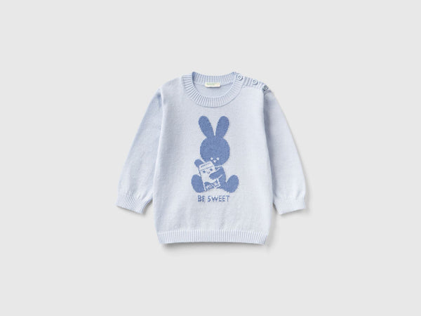 Bunny Round Neck Jumper - Light Blue