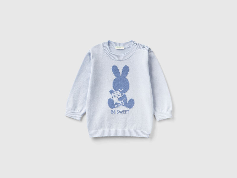 Bunny Round Neck Jumper - Light Blue