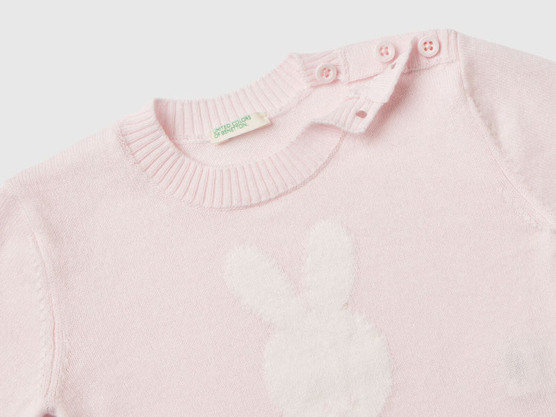 Bunny Round Neck Jumper - Light Pink