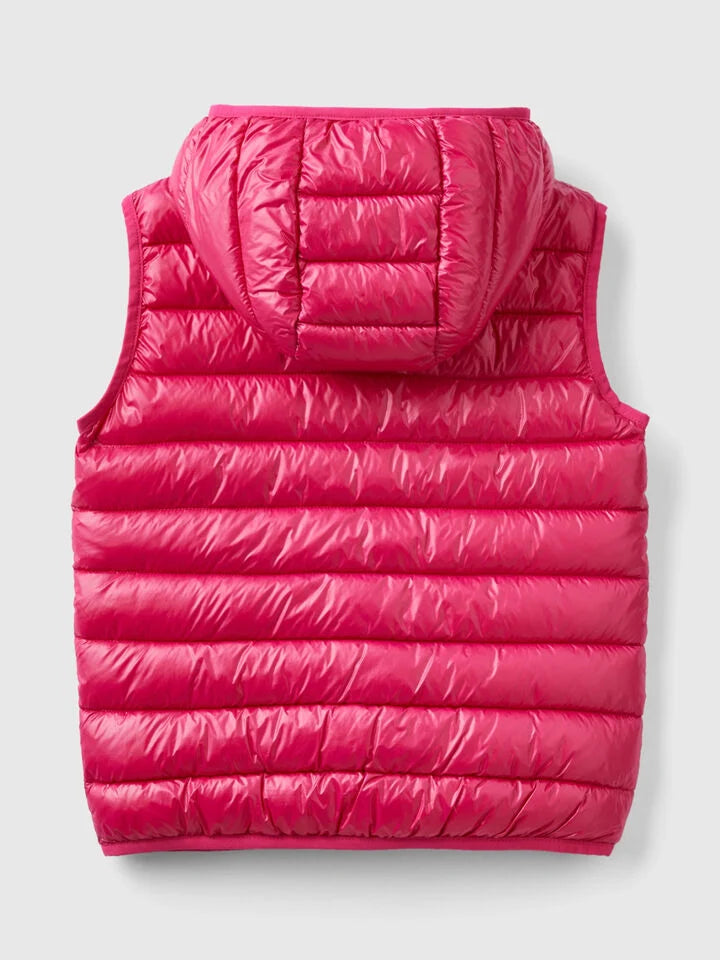 Girls Hooded Gilet - Magenta