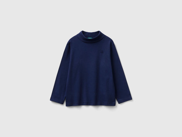 Boys Turtle Neck Long Sleeve T-Shirt - Navy