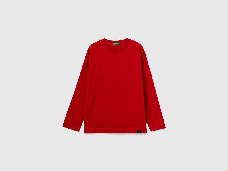 Boys Plain Long Sleeve T-Shirt - Red