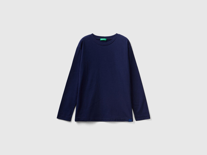 Boys Plain Long Sleeve T-Shirt - Navy