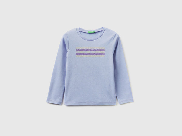 Girls Glitter Logo Long Sleeve Tee - Lilac