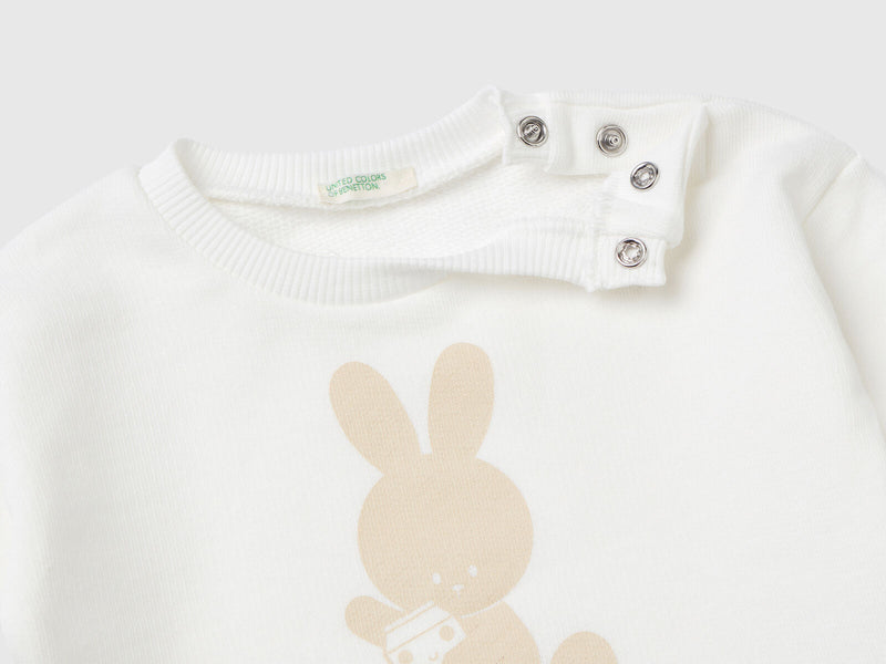 Girls Logo Round Neck Sweater - Cream