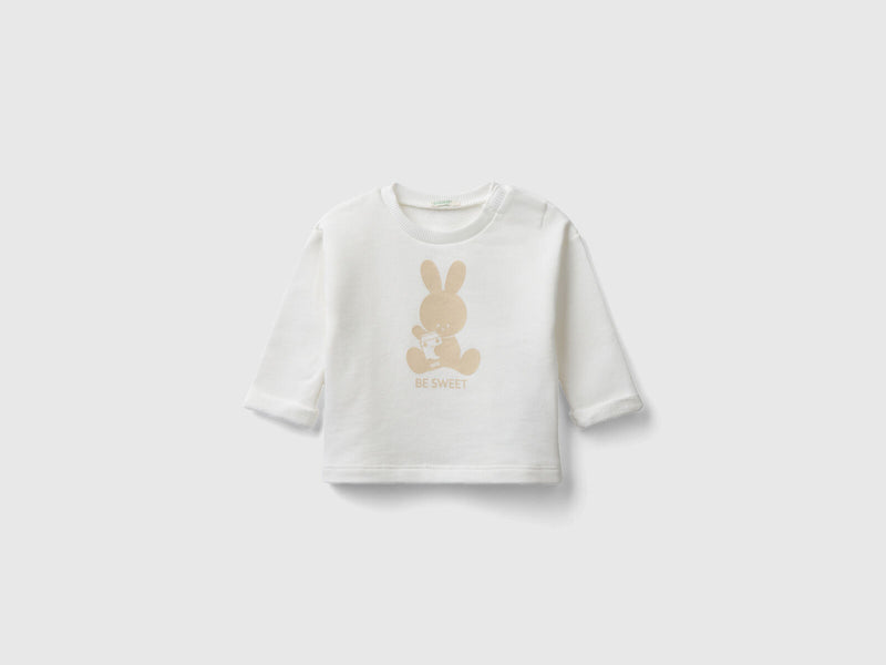 Girls Logo Round Neck Sweater - Cream