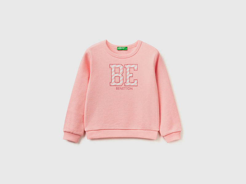 Girls BE Logo Round Neck Sweater - Pink