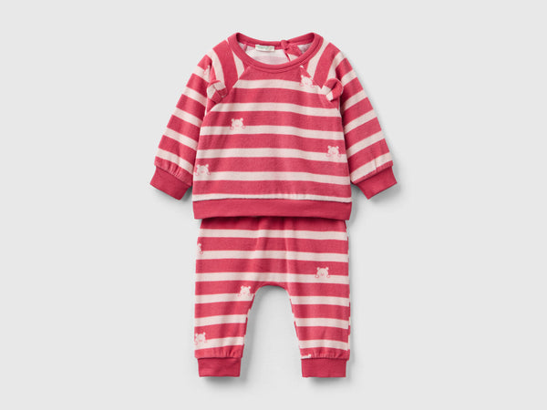 Girls Be Stripes Fleece Tracksuit - Pink