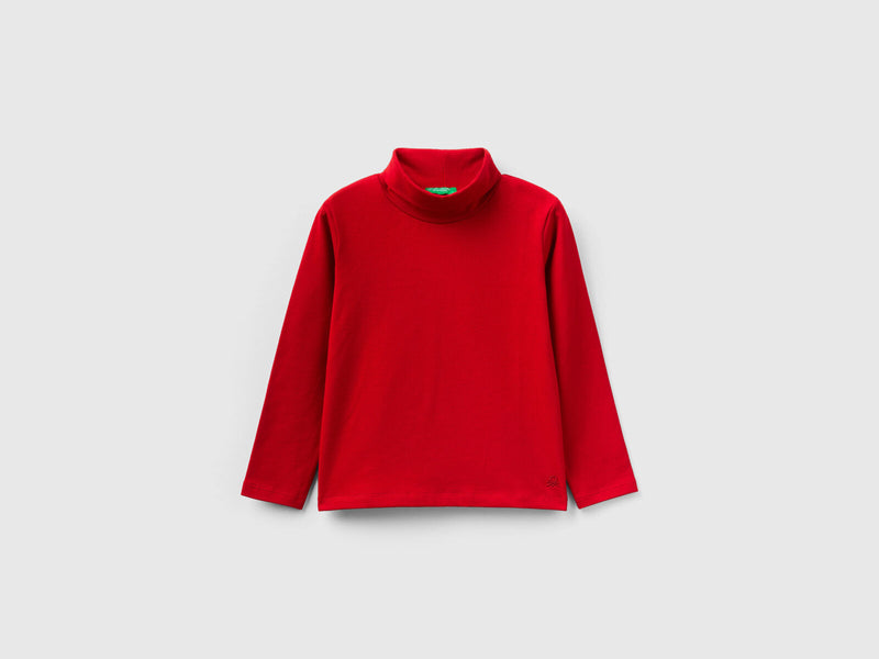 Girls Polo Neck Long Sleeve T-Shirt - Red