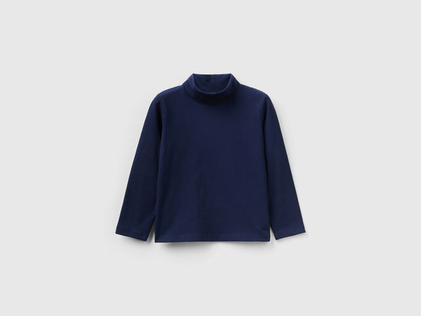 Girls Polo Neck Long Sleeve T-Shirt - Navy