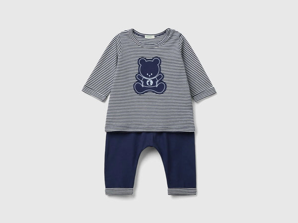 Striped Top &amp; Bottom Set - Navy