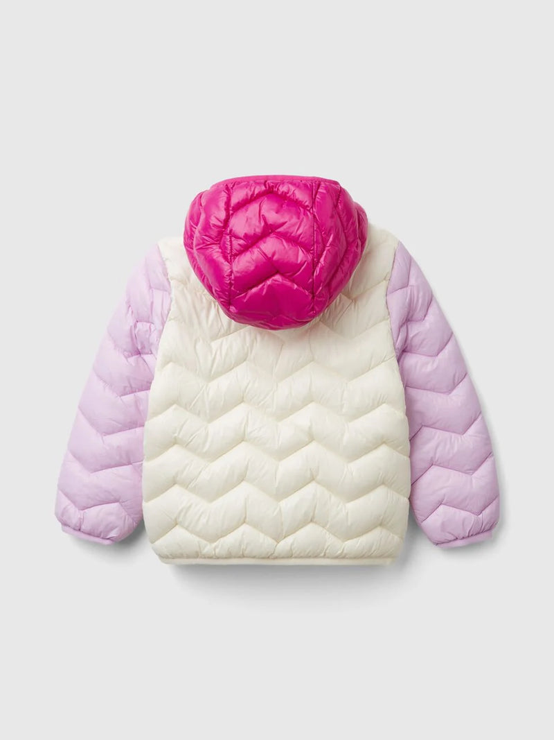 Girls Hooded Jacket - Cream/pink