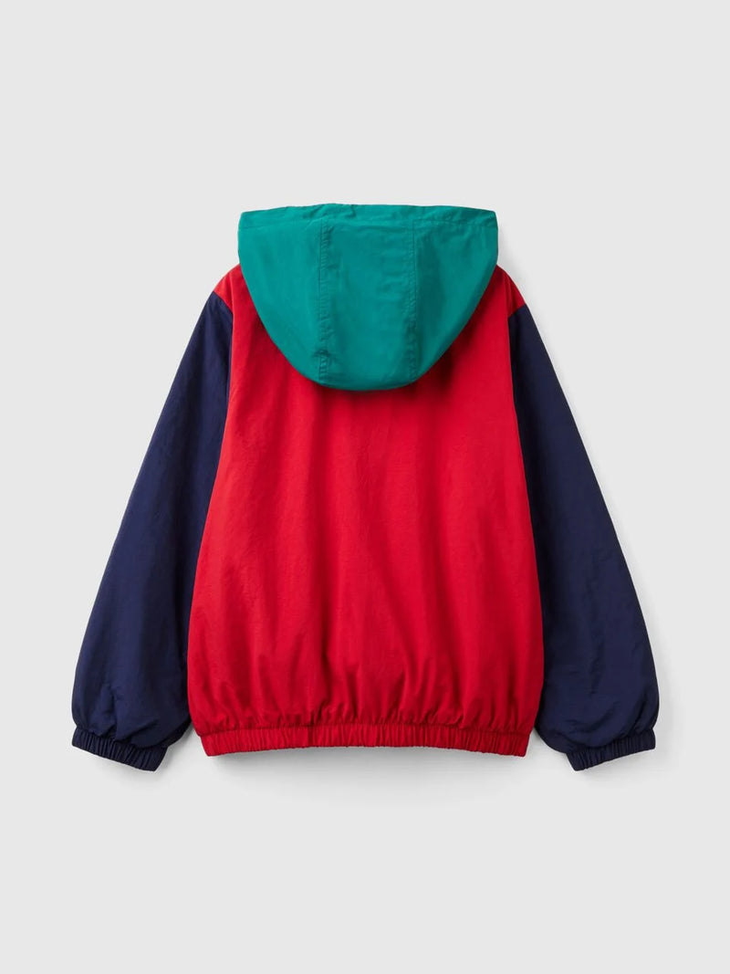 Boys 2 Tone Hoodie - Red/navy