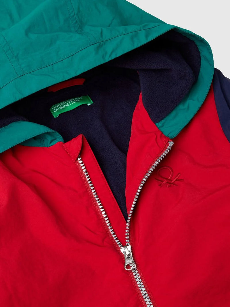 Boys 2 Tone Hoodie - Red/navy