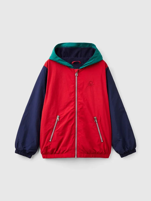 Boys 2 Tone Hoodie - Red/navy