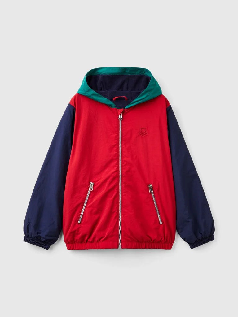 Boys 2 Tone Hoodie - Red/navy