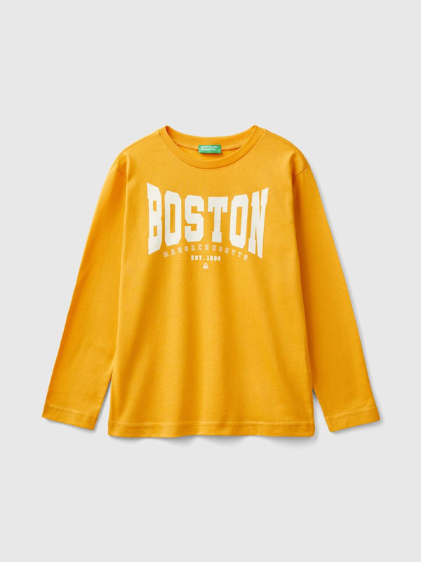 College Style Long Sleeve T-Shirt - Mustard