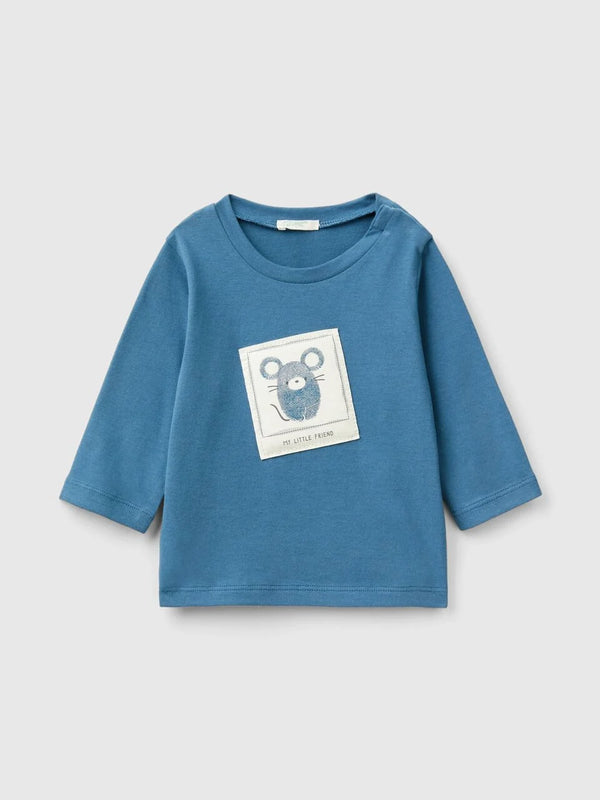 Animal Patch Long Sleeve T-Shirt - Airforce Blue