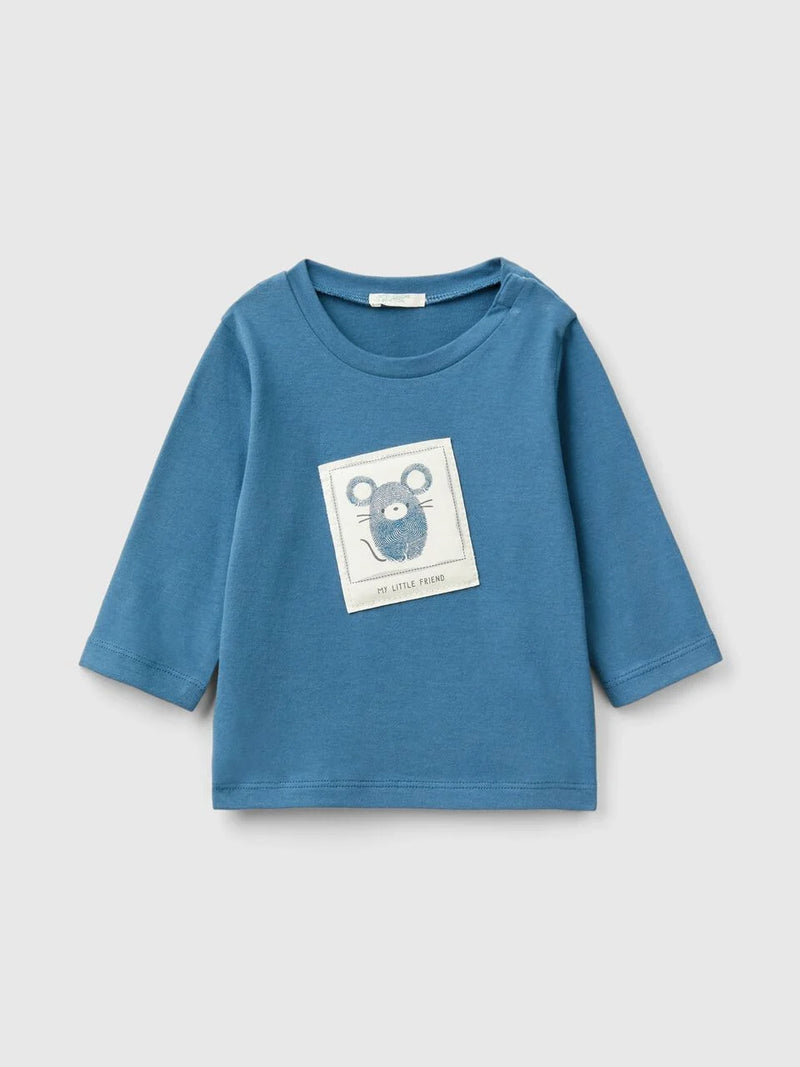 Animal Patch Long Sleeve T-Shirt - Airforce Blue