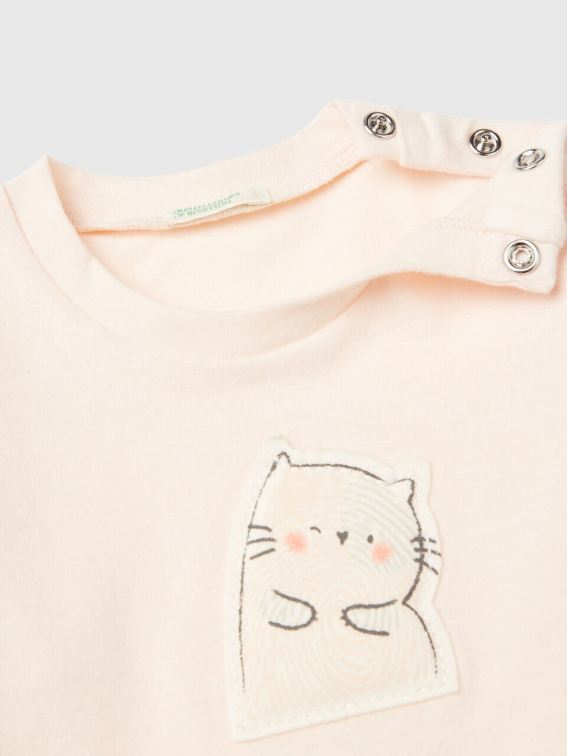 Animal Patch Long Sleeve T-Shirt - Soft Pink