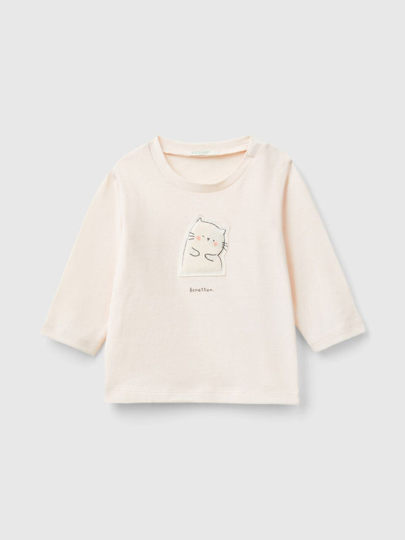 Animal Patch Long Sleeve T-Shirt - Soft Pink