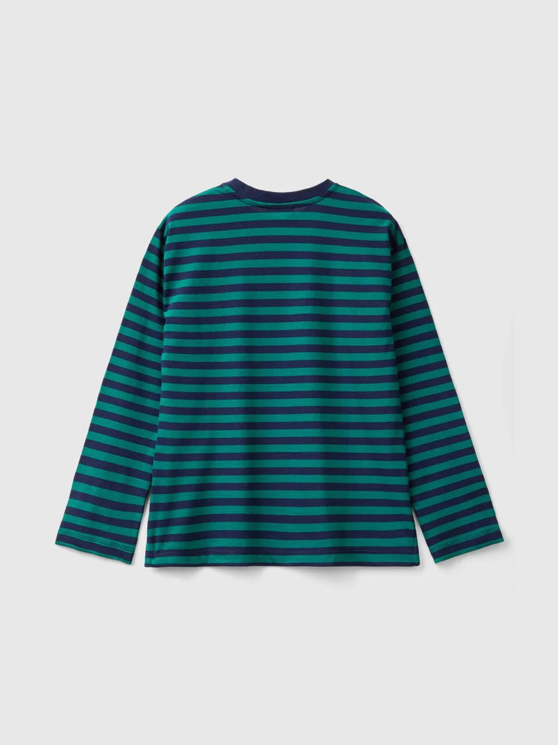 Striped Long Sleeve T-Shirt - Green/navy